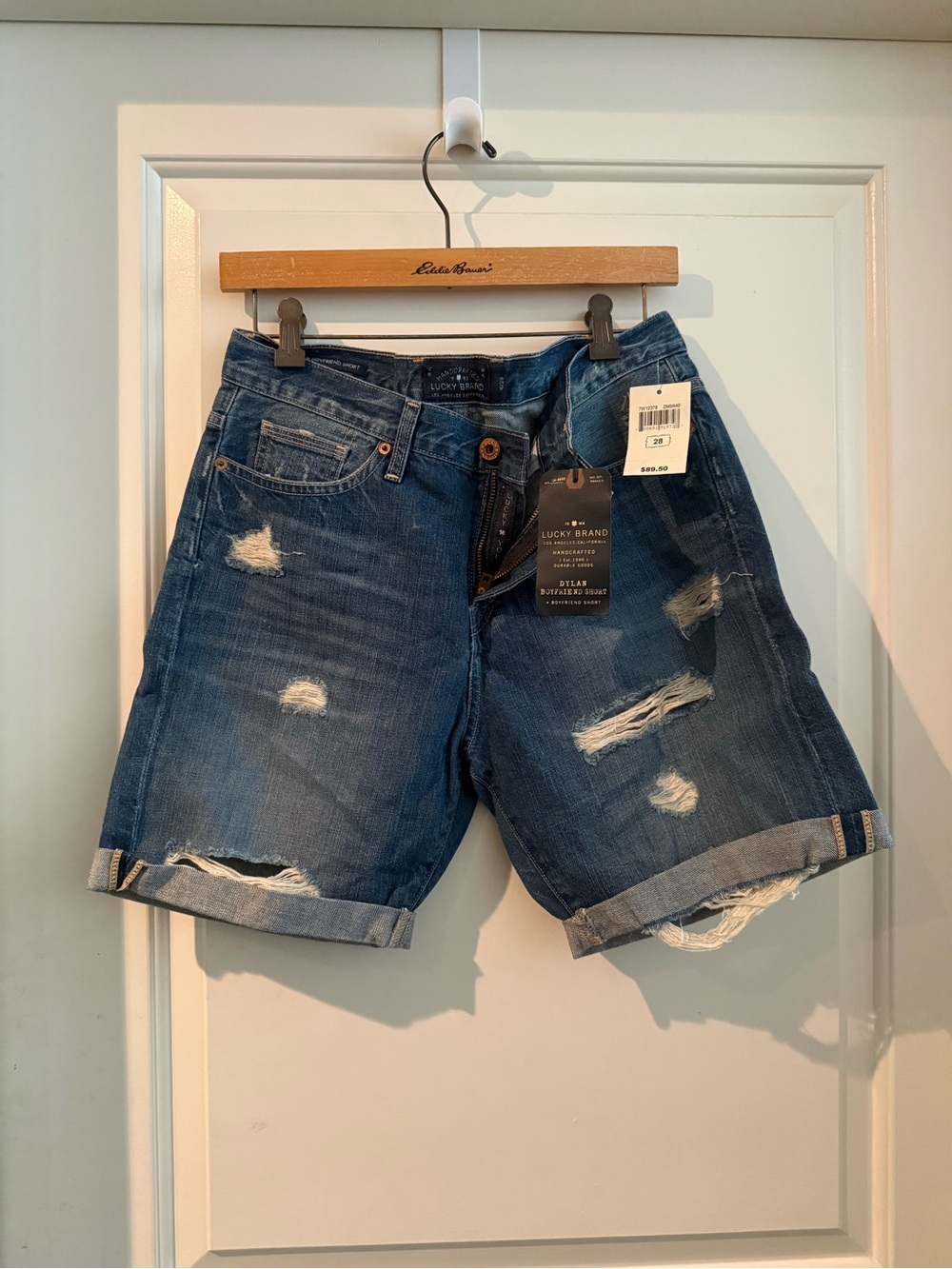 Lucky Brand Distressed Rolled-Hem Denim Shorts - Blue